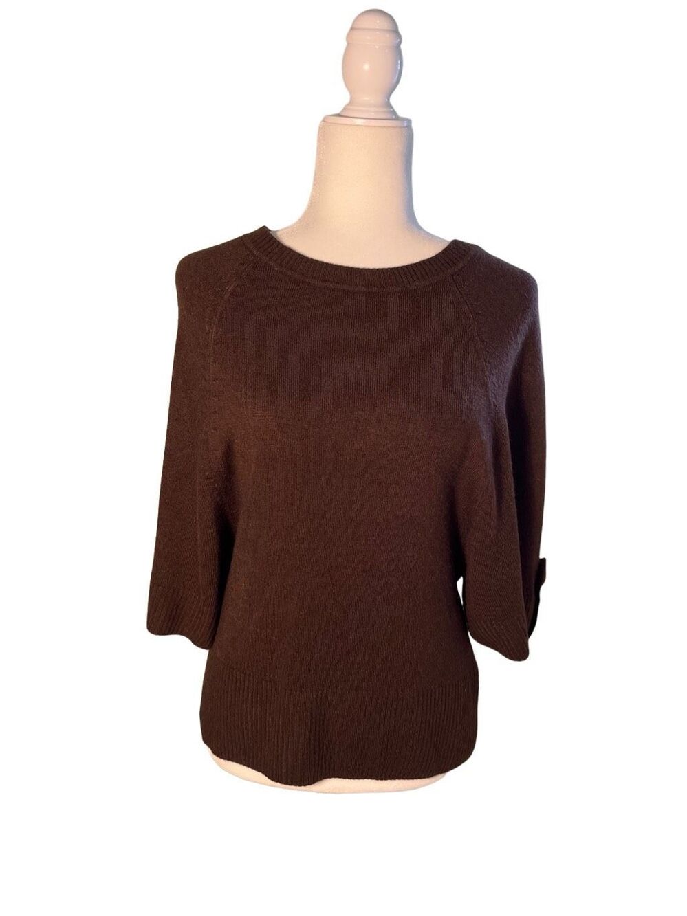 Debbie Morgan scoop neck chocolate brown Dolan sleeve sweater - S